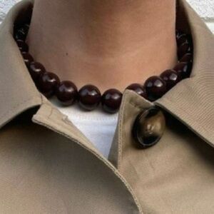 Chic Chocolate Brown Beaded Choker (wood)